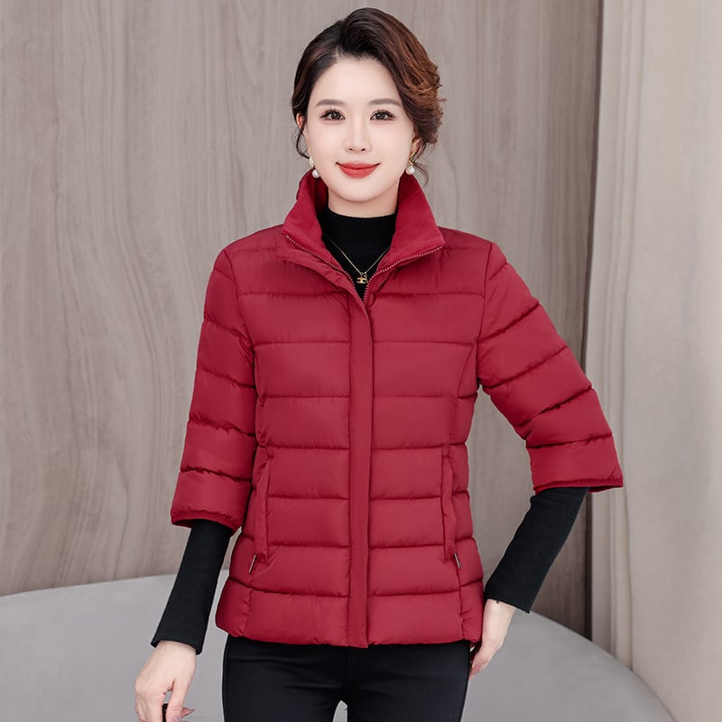 Γυναικείο γιλέκο σε στυλ ζακέτας με σταθερό γιακά, φερμουάρ, γέμισμα πολυεστέρα-βαμβάκι, μεσαίου μήκους χειμερινά εξωτερικά ρούχα, 2025