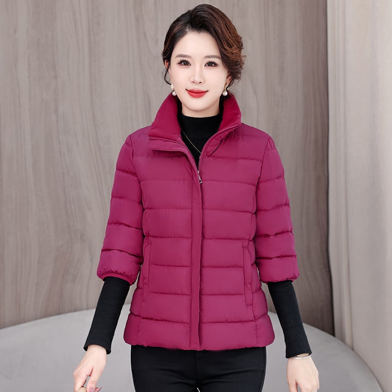 Γυναικείο γιλέκο σε στυλ ζακέτας με σταθερό γιακά, φερμουάρ, γέμισμα πολυεστέρα-βαμβάκι, μεσαίου μήκους χειμερινά εξωτερικά ρούχα, 2025