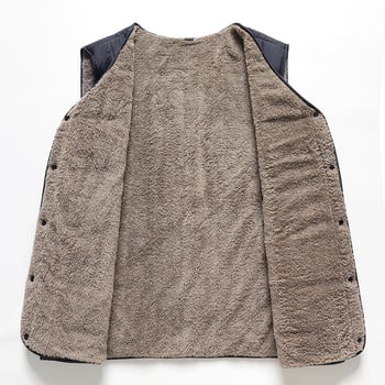 Мъжки дебел флийсов жилет с множество джобове, V-образно деколте, тясна кройка, едноредово закопчаване