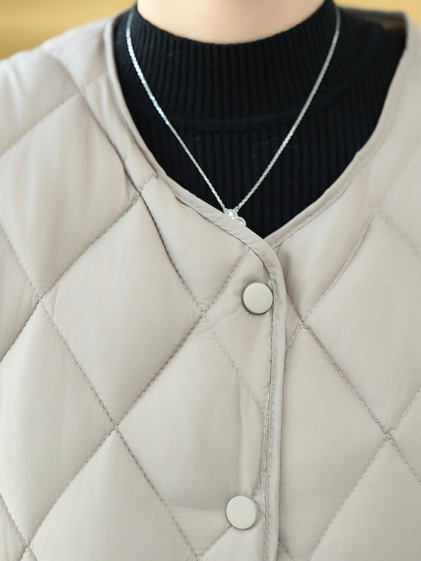 Vesta-jachetă din poliester pentru femei de vârstă mijlocie și în vârstă, guler rotund, stil casual, lungime normală 50–65 cm