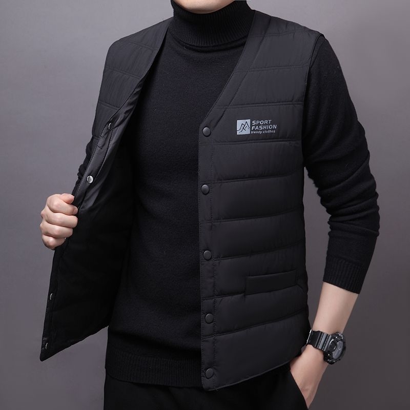 Mužská zimná vesta s kapucňou, corduroy látka s pruhovaným vzorom, kožušina z králičej srsti, bavlnená podšívka, zapínanie na jeden rad