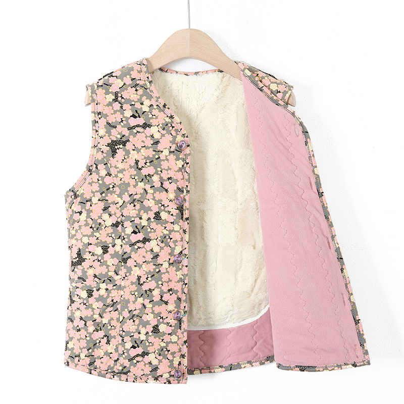 Vesta din velur cu căptușeală de fleece – iarnă 2025, guler în V, lungime 50–65 cm