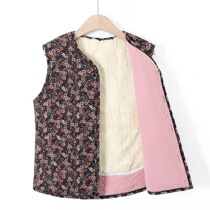 Vesta din velur cu căptușeală de fleece – iarnă 2025, guler în V, lungime 50–65 cm