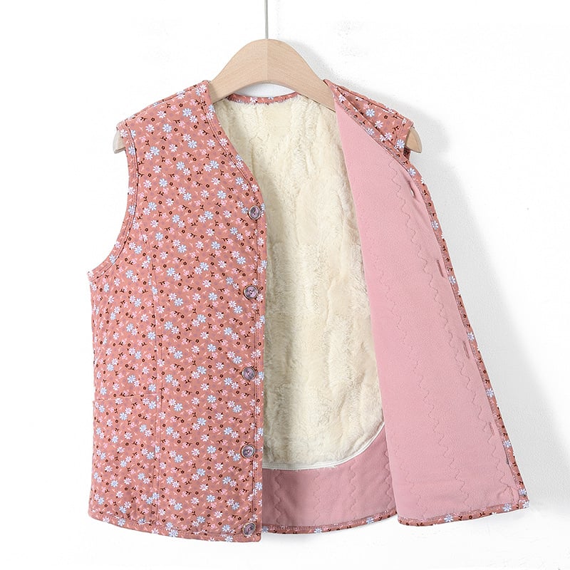 Vesta din velur cu căptușeală de fleece – iarnă 2025, guler în V, lungime 50–65 cm