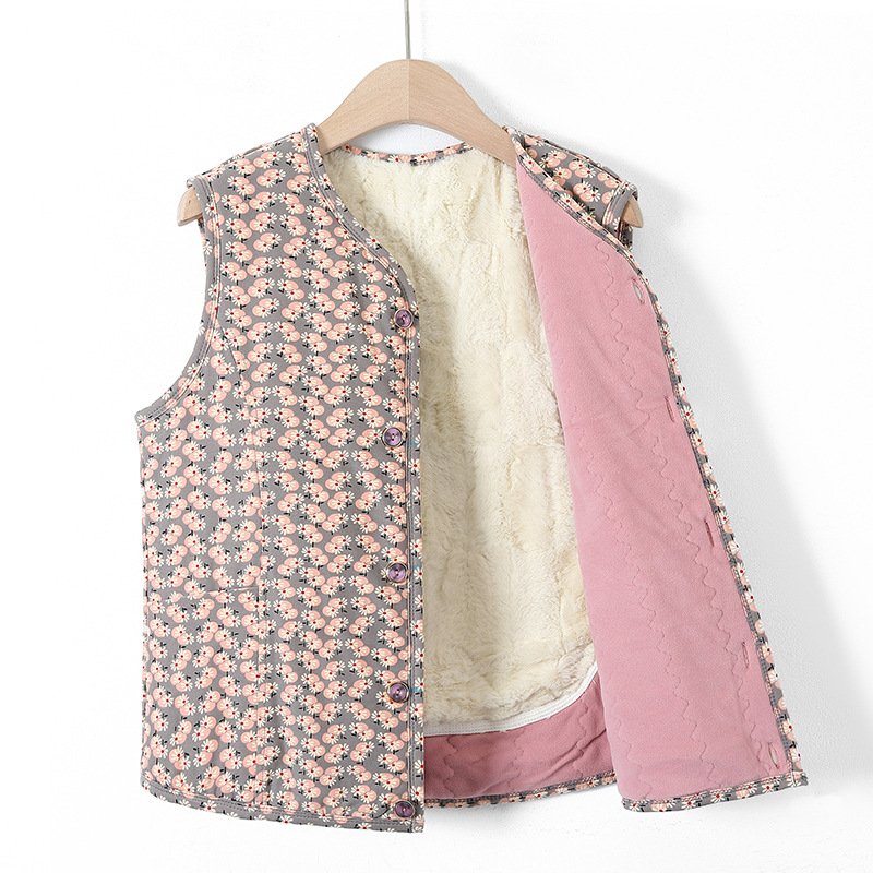 Vesta din velur cu căptușeală de fleece – iarnă 2025, guler în V, lungime 50–65 cm