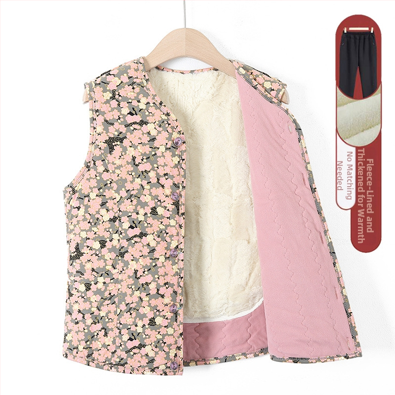 Vesta din velur cu căptușeală de fleece – iarnă 2025, guler în V, lungime 50–65 cm