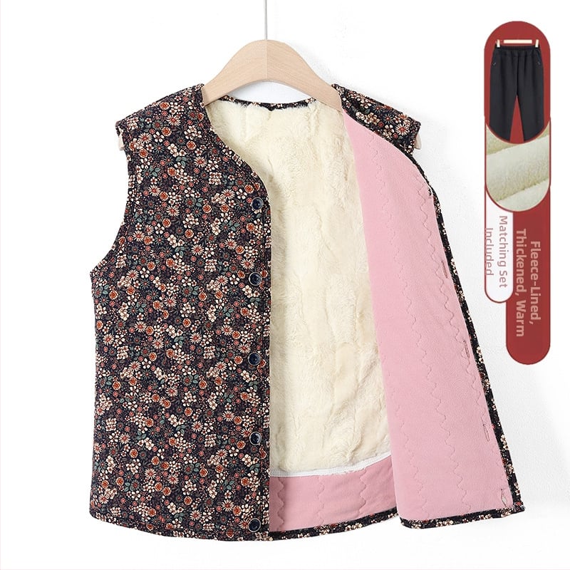 Vesta din velur cu căptușeală de fleece – iarnă 2025, guler în V, lungime 50–65 cm