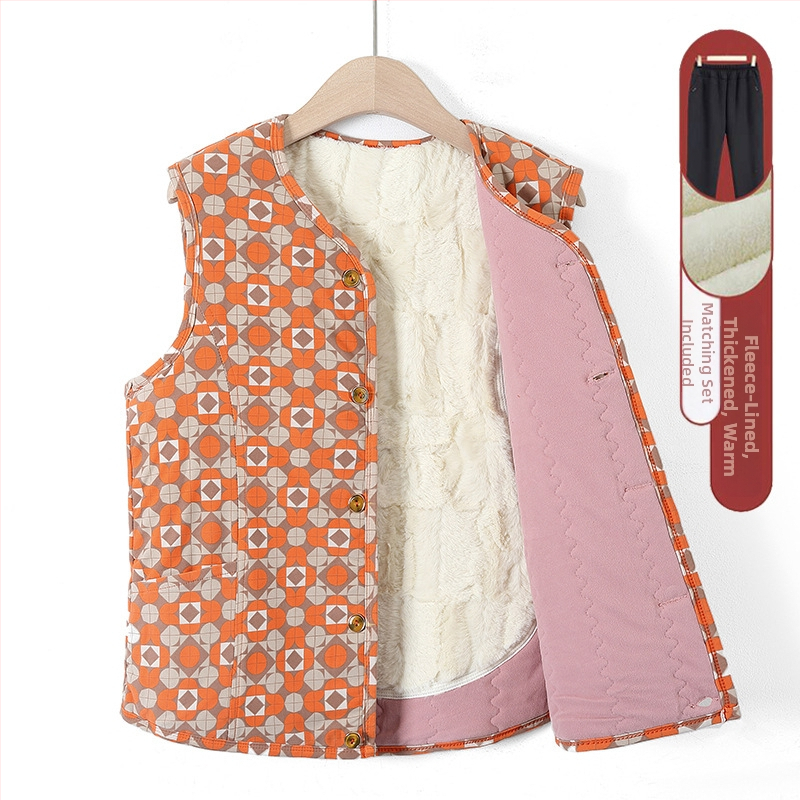 Vesta din velur cu căptușeală de fleece – iarnă 2025, guler în V, lungime 50–65 cm