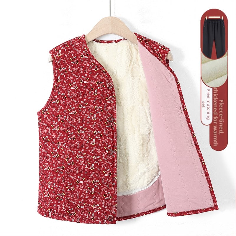 Vesta din velur cu căptușeală de fleece – iarnă 2025, guler în V, lungime 50–65 cm