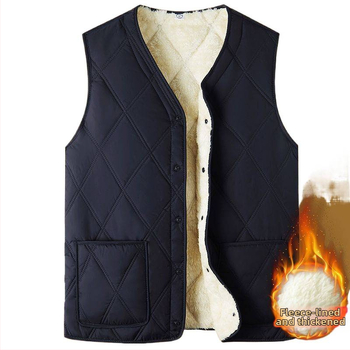 Bavlnená vesta s kapucňou, hrubá tepelná izolácia, V-krk, pruhovaný corduroy, bočné vrecká