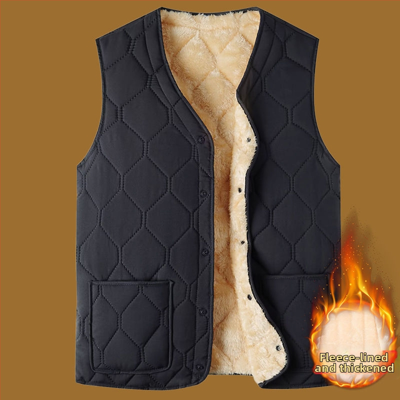 Bavlnená vesta s kapucňou, hrubá tepelná izolácia, V-krk, pruhovaný corduroy, bočné vrecká