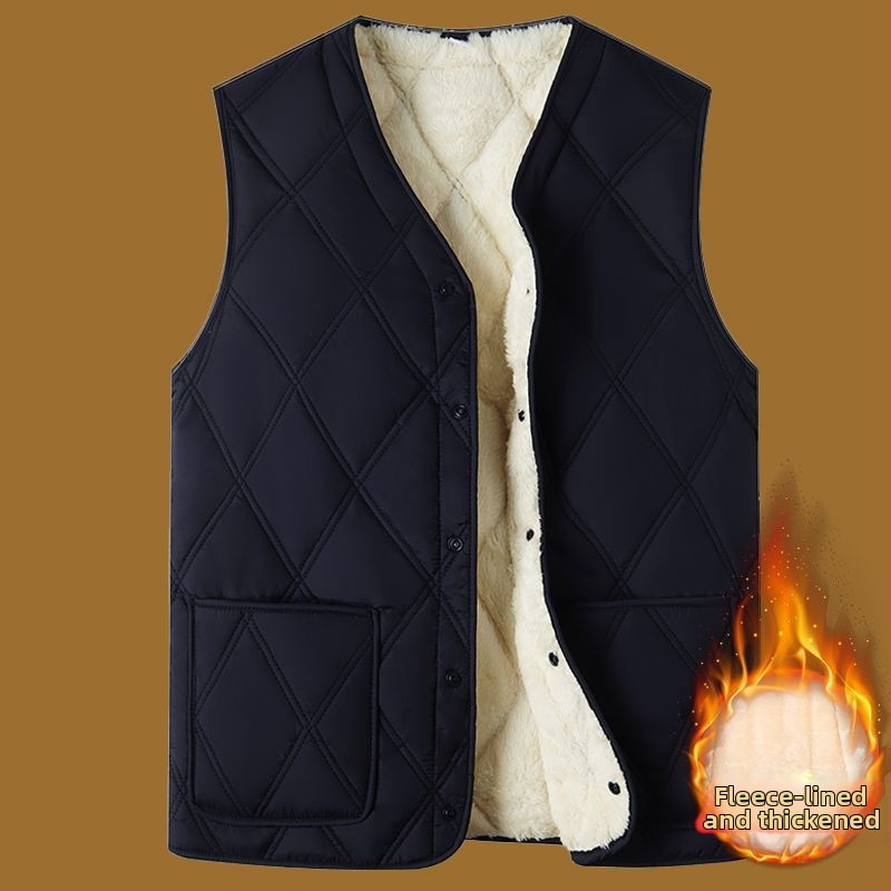 Bavlnená vesta s kapucňou, hrubá tepelná izolácia, V-krk, pruhovaný corduroy, bočné vrecká