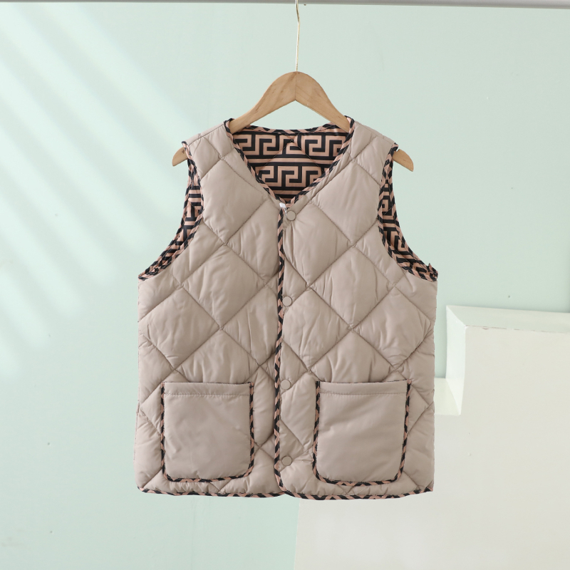 Vestă elegantă de toamnă-iarnă pentru femei mature, cu izolație din puf-pamuc, buzunare, închidere într-un singur rând