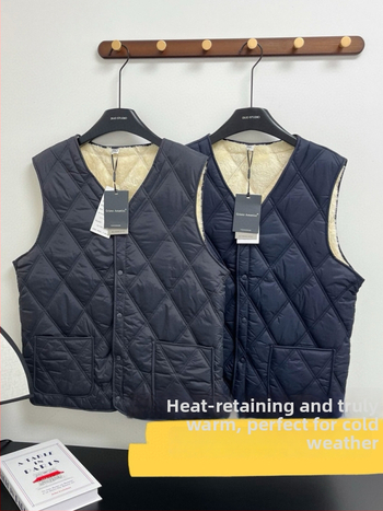 Vesta bărbați din poliester și PU, model romb, stil elegant de mers la serviciu, lungime normală.