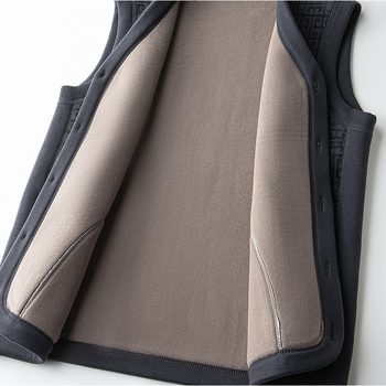 Fleeces vest za muškarce srednje dobi i starije dobi, V izrez, jednostruko zatvaranje, poliester fleece s podstavom od spandeksa, zimska odjeća