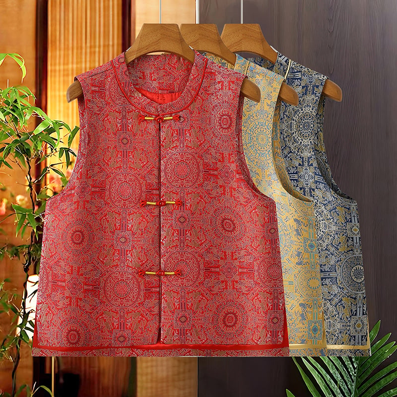 Ženski jesenski vest u kineskom stilu, slobodan kroj, stojeći ovratnik, retro nacionalni stil.