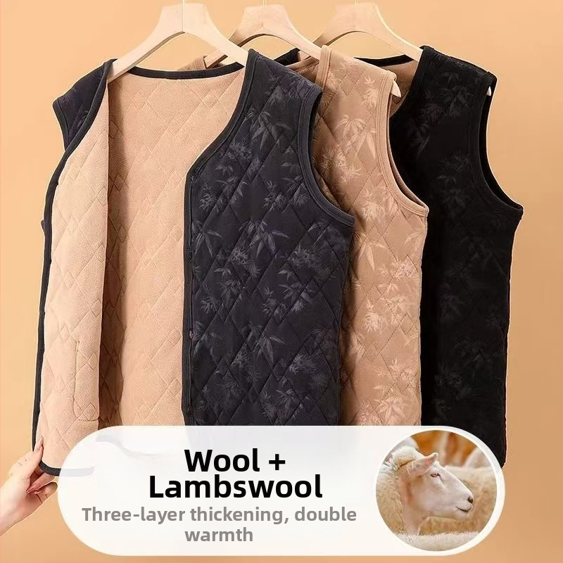 Zimná dámska vesta v čínskom štýle, nemecký fleece, 80–90% polyester, literárno-retro štýl.