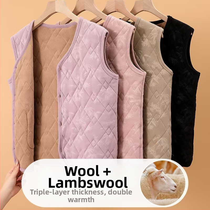 Vestă feminină în stil chinezesc pentru iarna 2025, fleece german, poliester 80–90%, stil literar-retro.