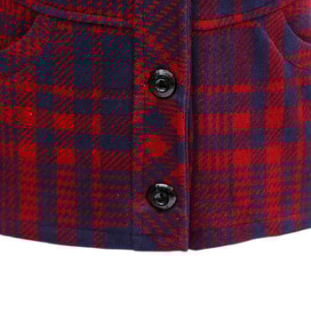 Női mellény kockás mintával, galléros, karcsúsított szabás, 95% poliészter, elöl gombos zárás és több csattal, városi stílus