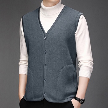 Férfi polár beléses mellény, kapucni nélkül, karcsúsított szabás, őszi-téli