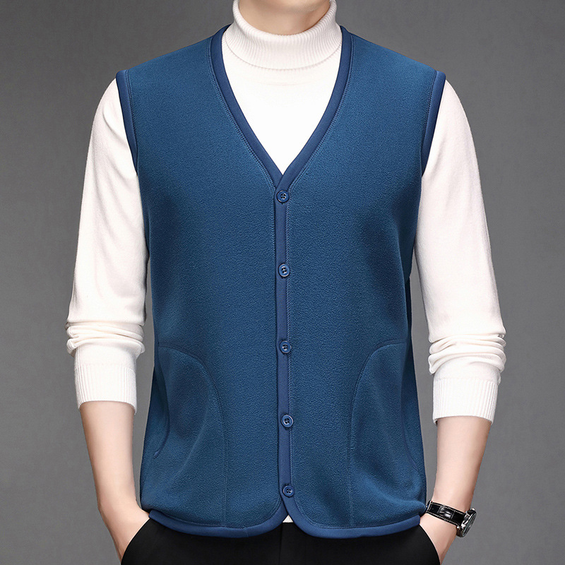 Férfi polár beléses mellény, kapucni nélkül, karcsúsított szabás, őszi-téli