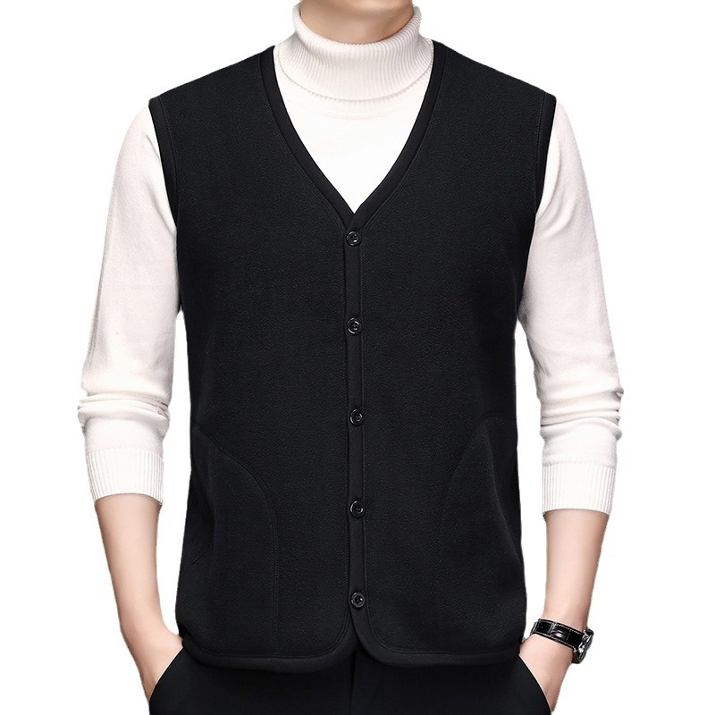 Férfi polár beléses mellény, kapucni nélkül, karcsúsított szabás, őszi-téli