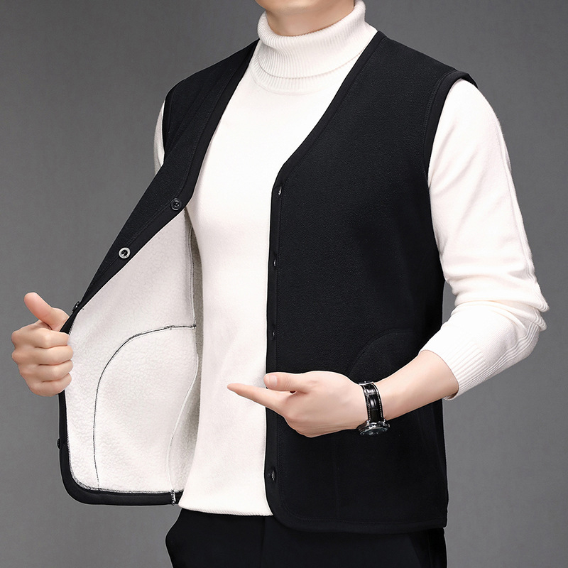 Férfi polár beléses mellény, kapucni nélkül, karcsúsított szabás, őszi-téli