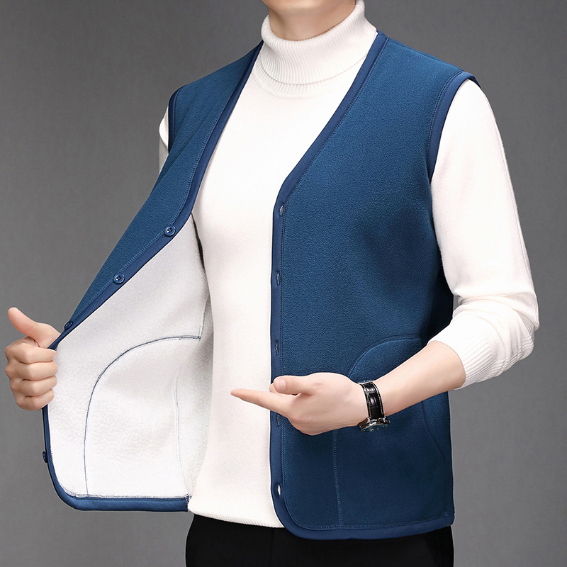 Férfi polár beléses mellény, kapucni nélkül, karcsúsított szabás, őszi-téli