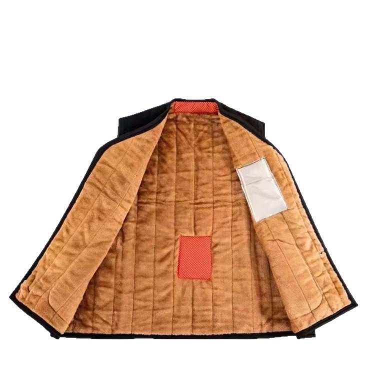 Vesta za osobe srednje dobi i starije, debelo prešivena poliester tkanina, izgled imitacije kašmira, bez ovratnika, ležerni gradski stil