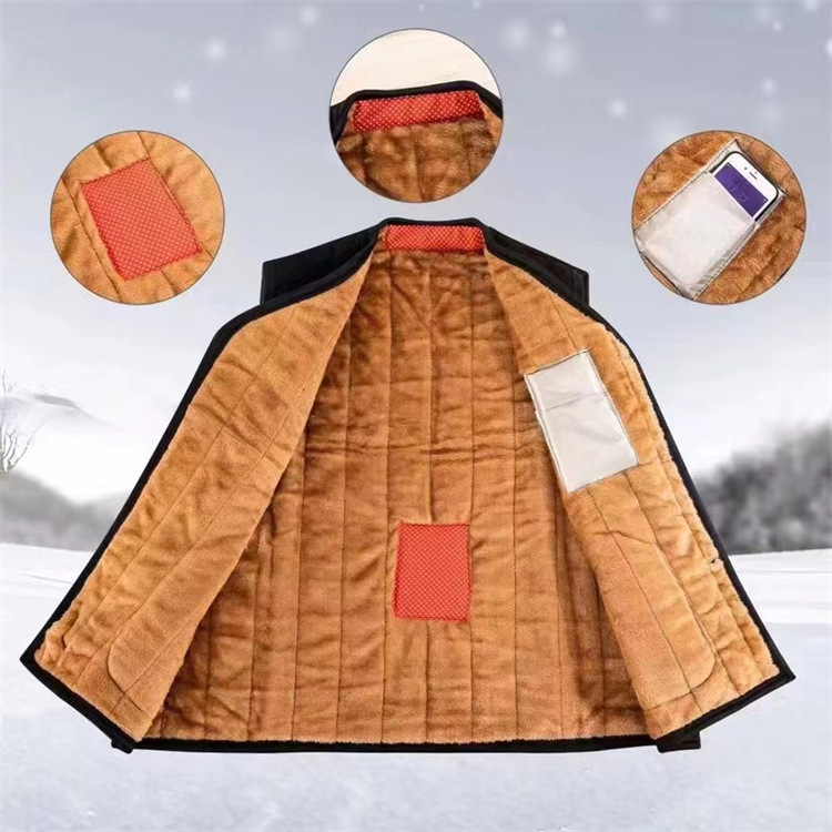 Vesta za osobe srednje dobi i starije, debelo prešivena poliester tkanina, izgled imitacije kašmira, bez ovratnika, ležerni gradski stil