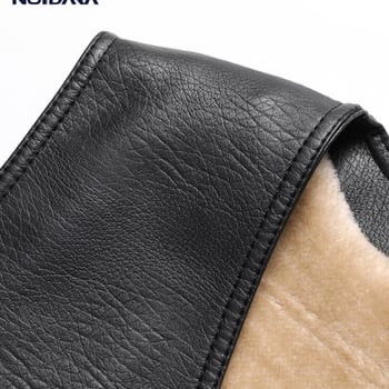 Vesta din piele pentru bărbați, cu glugă, căptușită cu fleece și groasă, guler în V, închidere dublă, model dungat