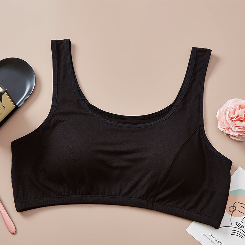 Дамски памучен безжичен сутиен-жилетка – пълна чашка, тънки формовани чашки; фиксирани двойни презрамки; задно закопчаване с един ред куки; 95% памук