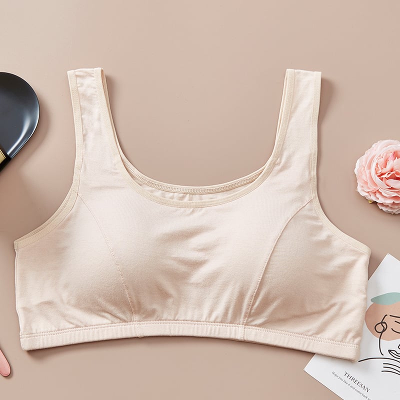 Дамски памучен безжичен сутиен-жилетка – пълна чашка, тънки формовани чашки; фиксирани двойни презрамки; задно закопчаване с един ред куки; 95% памук