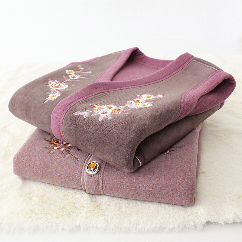 Vestă pentru femei de vârstă mijlocie și în vârstă, toamnă–iarna, căptușită cu catifea, caldă, brodată, fără mâneci, stil elegant de oraș