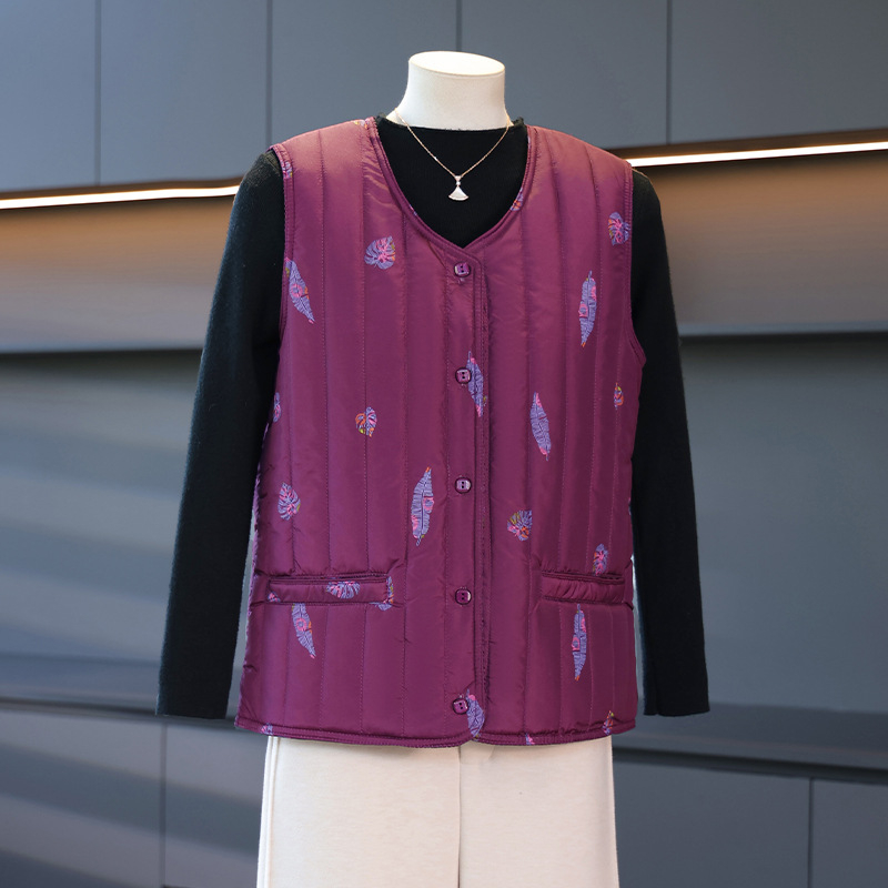 Γυναικείο γιλέκο χωρίς μανίκια σε αστικό στυλ, V-λαιμό, γεωμετρικό μοτίβο, ύφασμα πολυεστέρα με γέμισμα πολυεστέρα-βαμβάκι, φθινόπωρο 2025