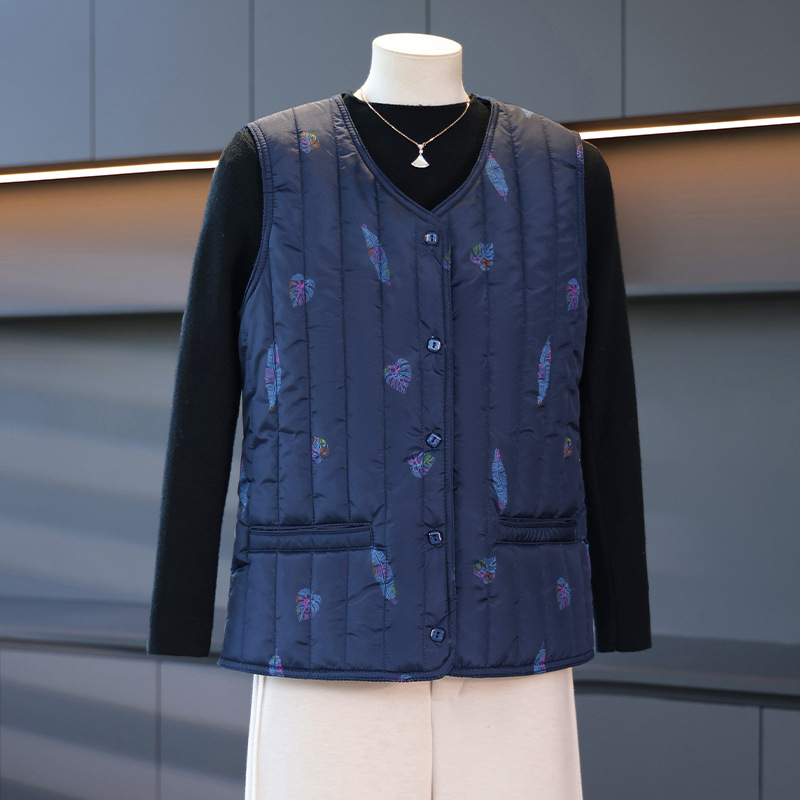 Γυναικείο γιλέκο χωρίς μανίκια σε αστικό στυλ, V-λαιμό, γεωμετρικό μοτίβο, ύφασμα πολυεστέρα με γέμισμα πολυεστέρα-βαμβάκι, φθινόπωρο 2025