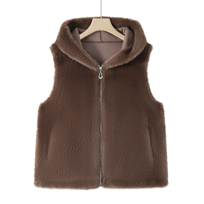 Vesta pentru femei, toamnă-iarnă 2025, țesătură poliester, peste 95% poliester, culoare solidă, stil elegant urban