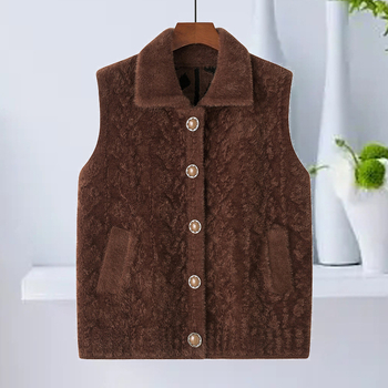 Vestă fără mâneci cu guler care se poate plia (Toamnă 2025; Poliester 50–70%; Stil elegant de navetă)