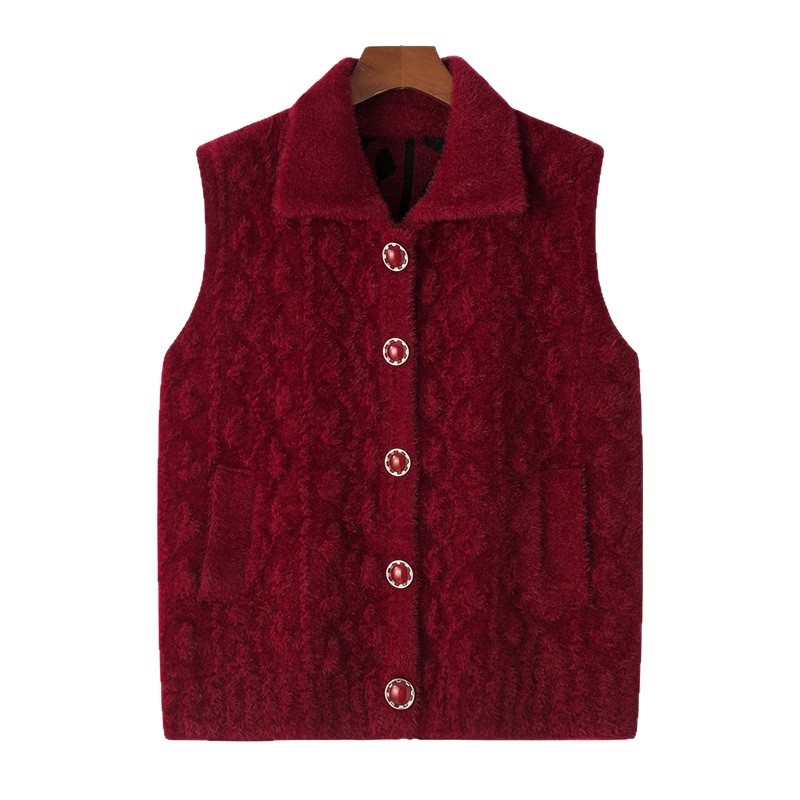 Vestă fără mâneci cu guler care se poate plia (Toamnă 2025; Poliester 50–70%; Stil elegant de navetă)