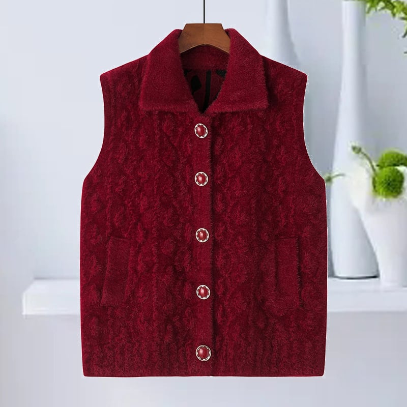 Vestă fără mâneci cu guler care se poate plia (Toamnă 2025; Poliester 50–70%; Stil elegant de navetă)