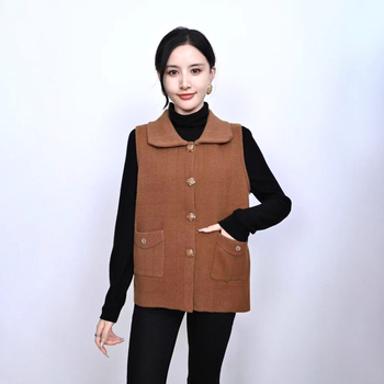 Vestă cu model geometric – amestec din nailon și poliester (Nailon 50–70%, Poliester ≤30%) – stil casual, în stil japonez și coreean – lungime standardă 50–65 cm – toamnă 2025 – pentru persoane de vârstă mijlocie și vârstnici