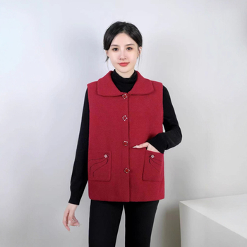 Vestă cu model geometric – amestec din nailon și poliester (Nailon 50–70%, Poliester ≤30%) – stil casual, în stil japonez și coreean – lungime standardă 50–65 cm – toamnă 2025 – pentru persoane de vârstă mijlocie și vârstnici