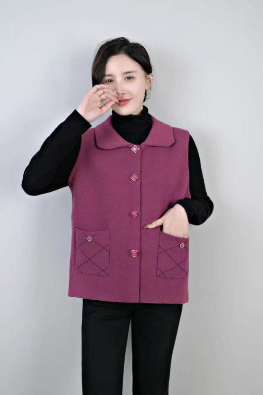 Vestă cu model geometric – amestec din nailon și poliester (Nailon 50–70%, Poliester ≤30%) – stil casual, în stil japonez și coreean – lungime standardă 50–65 cm – toamnă 2025 – pentru persoane de vârstă mijlocie și vârstnici