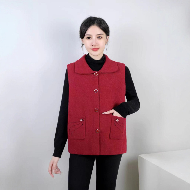 Vestă cu model geometric – amestec din nailon și poliester (Nailon 50–70%, Poliester ≤30%) – stil casual, în stil japonez și coreean – lungime standardă 50–65 cm – toamnă 2025 – pentru persoane de vârstă mijlocie și vârstnici