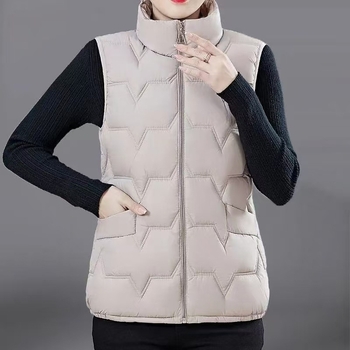 Ženski vest s Half-Turtleneck ovratnikom, poliester tkanina, regularna duljina 50-65 cm, prednji zatvarač, Zimska kolekcija 2023
