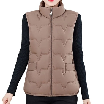 Ženski vest s Half-Turtleneck ovratnikom, poliester tkanina, regularna duljina 50-65 cm, prednji zatvarač, Zimska kolekcija 2023