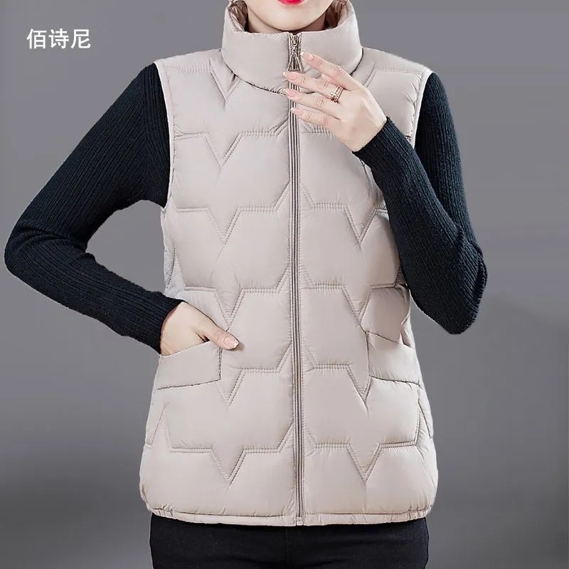 Ženski vest s Half-Turtleneck ovratnikom, poliester tkanina, regularna duljina 50-65 cm, prednji zatvarač, Zimska kolekcija 2023