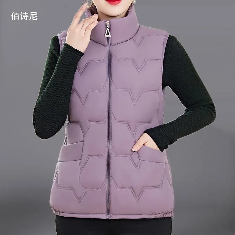 Ženski vest s Half-Turtleneck ovratnikom, poliester tkanina, regularna duljina 50-65 cm, prednji zatvarač, Zimska kolekcija 2023