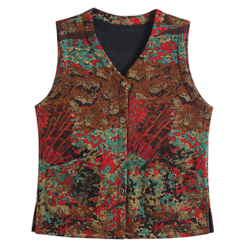 Vestă damă cu imprimeu floral, țesătură poliester-spandex, stil casual, lungime 50–65 cm