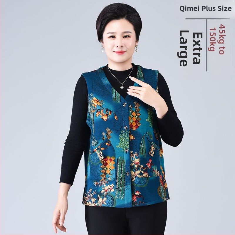 Vestă damă cu imprimeu floral, țesătură poliester-spandex, stil casual, lungime 50–65 cm